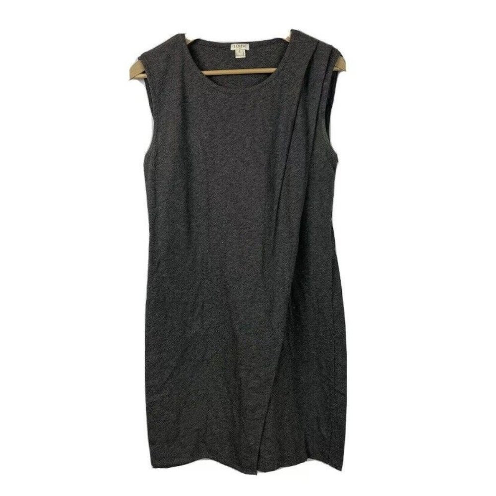 J Crew Women Size Small Casual Tank Top Midi Shirt Dress Solid Gray Cotton Blend